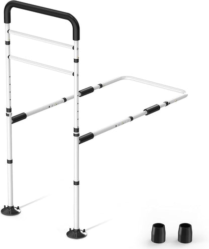 WAYES Bed Rails for Elderly Adults Safety, Adjustable Bed Assist Rail Handle with Leg for Seniors, Handicap, Disabled, Fall Prevention Hand Guard Grab Bar Bed Cane, Fit King, Queen, Full, Twin