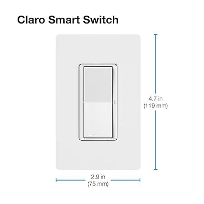Lutron Claro Smart Light Switch for Caseta Lighting, for LED Lights, Fans, 5 Amp, Single-Pole/3-Way, Neutral Required, DVRF-5NS-LA, Light Almond
