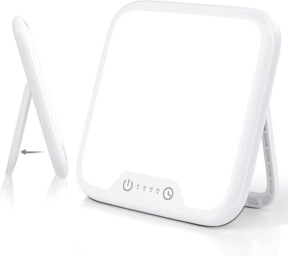 Light Therapy Lamp, 10000 Lux LED Sunlight, Touch Control Sun Lamp Daylight Lamp with Stepless Brightness Levels and 4 Timer & Memory Function, 90° Foldable Stand, Portable for Home/Office Use