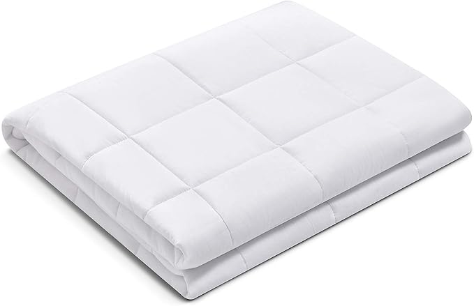 TONGDADA California King Size Weighted Blanket | 90''x108'',25lbs | Perfect for Couples | Premium Cotton Material with Glass Beads | White