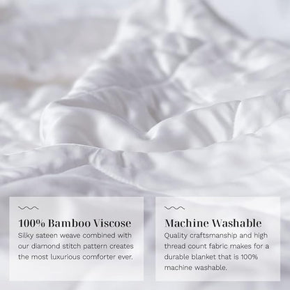 LUXOME Lightweight Blanket | 100% Rayon (Viscose) from Bamboo Fabric & Fill | King/Cal King - 98"x92" | Thermal-Regulating | White