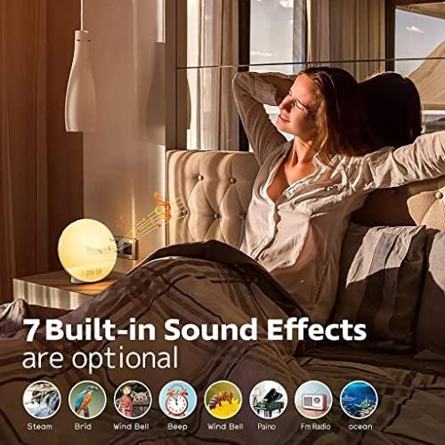 Dekala Sunrise Alarm Clocks for Heavy Sleepers, Wake up Light Sunrise, FM Radio, Dual Loud Alarms with White Noise Sounds, 7 Colors Night Light for Bedrooms Decor, Adults, Kids