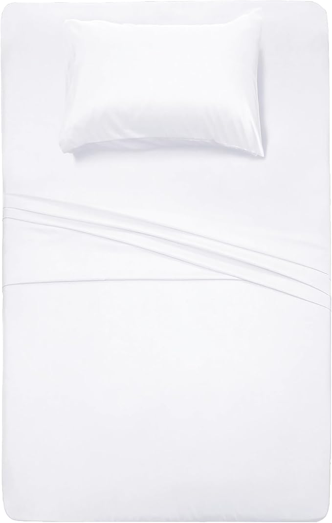 Best Season Twin Size Bed Sheet Set - 3 Piece (White),Super Soft Microfiber 1800 Thread Count Luxury Egyptian Sheets with 16-Inch Deep Pocket Wrinkle and Hypoallergenic