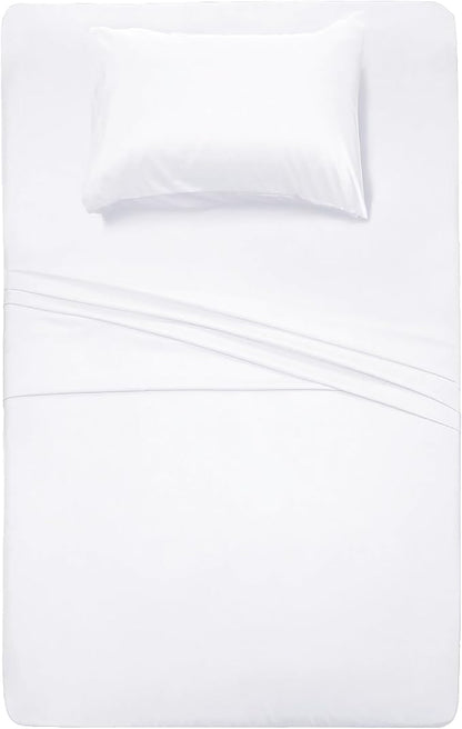 Best Season Twin Size Bed Sheet Set - 3 Piece (White),Super Soft Microfiber 1800 Thread Count Luxury Egyptian Sheets with 16-Inch Deep Pocket Wrinkle and Hypoallergenic