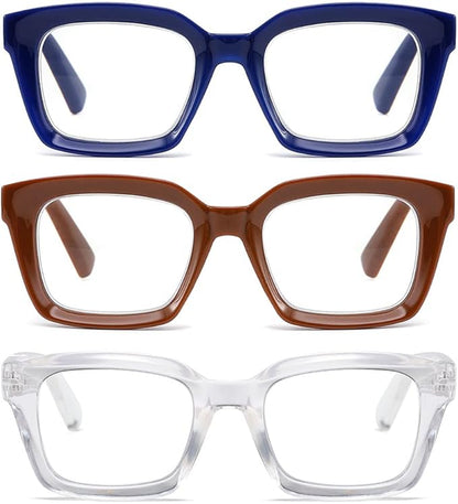Readers for Women Oprah Style Square Reading Glasses with Spring Hinge Blue Light Blocking for Men Ladies
