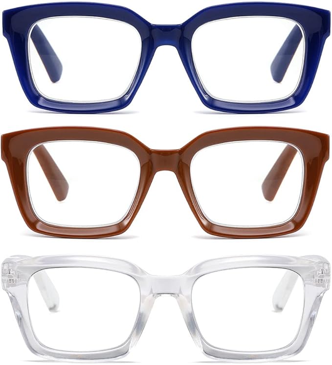 Readers for Women Oprah Style Square Reading Glasses with Spring Hinge Blue Light Blocking for Men Ladies