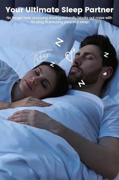 Sleep Earbuds, 5.4 Bluetooth Noise Cancelling Headphones for Sleeping, Ultra Thin Side Sleeper Proof Wireless Earphones with 60H Playback, HD Mic, Touch Control for Home Office Travel-OFF WHITE