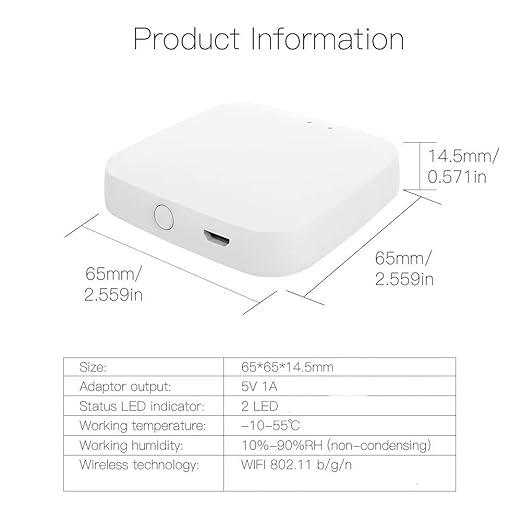 Add MOES FingerBot Tuya Bluetooth Hub Link FingerBot to Wi-Fi (Support 2.4GHz) Compatible with Alexa, Google Home, IFTTT and Timmer Control. One Gateway Can Connect Multiple FingerBots