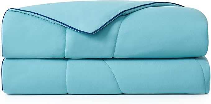 Dream Valley Outlast® Queen Cooling Comforter, NASA-Grade Instant Cooling Blanket for Hot Sleepers, Luxurious Comforter for All Season, Dream Blue, 90"x90"
