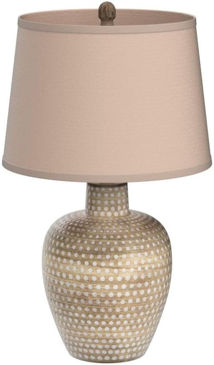 Regency Hill Glenn Rustic Southwestern Style Pot Table Lamps 27" Tall Set of 2 Dappled Sandy Beige Oatmeal Fabric Drum Shades for Living Room Bedroom House Bedside Nightstand Home Office