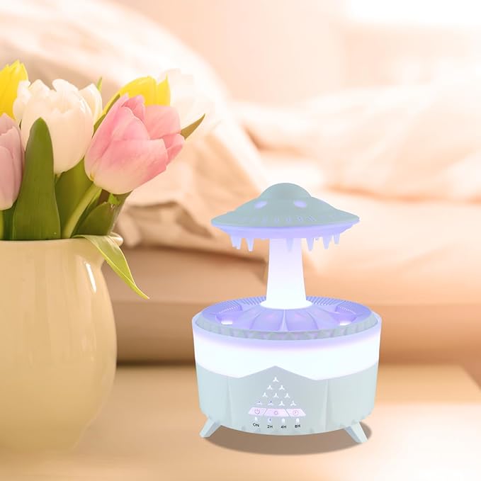 Cabilock Rain Cloud Humidifier, Aromatherapy Essential Oil Diffuser with Remote Control, Rain Sounds White Noise Humidifier, Waterfall Night Lights Sleep Aid Desk Lamp for Bedroom