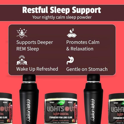 EarlyBird Lights Out Sleep Powder, Strawberry Punch Calm Sleep Drink Mix with PharmaGABA, Magnesium & L-Theanin, Natural Sleep Aid for Adults, Calming Drink Mix for Relaxation & Sleep, 45 Scoops