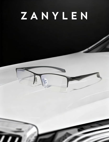 Blue Light Glasses for Men Semi Rimless Rectangular Computer Glasses Blue Blocker Anti Glare UV400 Protection Gaming Eyeglasses (Comfortable Black Metal Eyeglasses)