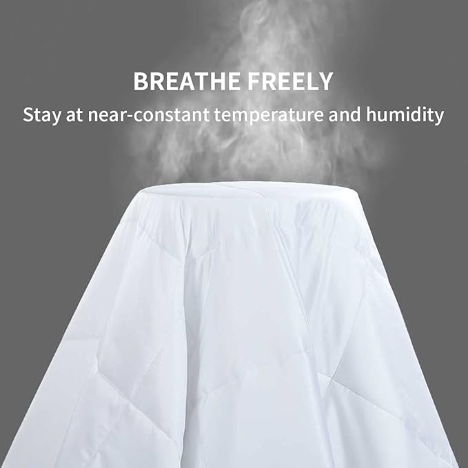 HOMBYS Lightweight Cooling Comforter Queen Size,100% Viscose Derived from Bamboo Shell Down Alternative Duvet Insert,White Soft All Season Comforter for Hot Sleepers,8 Corner Tabs