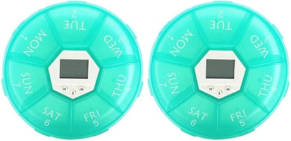 2pcs Pill Box with Alarm: Daily Medication Organizer with Alarm Reminder - 7-Grid Pocket-Sized Automatic Pill Holder for Daily Use & Travel