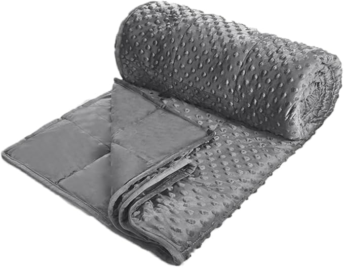 ALANSMA Reversible Weighted Blanket for All Season, Luxury Velvet, Warm and Cool, Adult 10Lb Grey Weighted Blanket, Enjoy Sleeping Anywhere(Grey,48"x72" 10lbs)