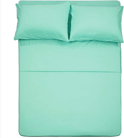 4 Piece Bed Sheet Set Twin XL - 1 Flat Sheet,1 Fitted Sheet and 2 Pillow Cases - Brushed Microfiber 1800 Luxury Bedding Deep Pocket up to 16" Extra Soft & Fade Resistant (Mint Color)