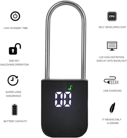 99 Days Timer Padlock,Max Timing Over 3 Month with LCD Display,USB Rechargeable Timed Padlock, Add 10inch Steel Cable (Black)
