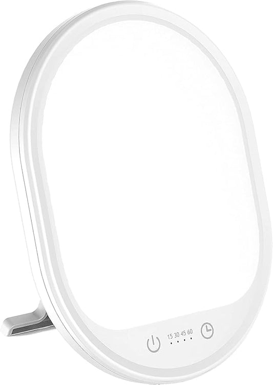 UV-Free 10000 Lux Daylight Lamp - Touch Control with 3 Brightness Levels & 4 Timer Functions, Large Surface & Rotatable Stand for Home/Office