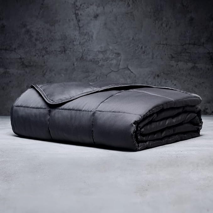 LUXOME 15lb Cooling Weighted Blanket with Integrated Cover | Full Size | 54"x72" | Grey | Machine Washable