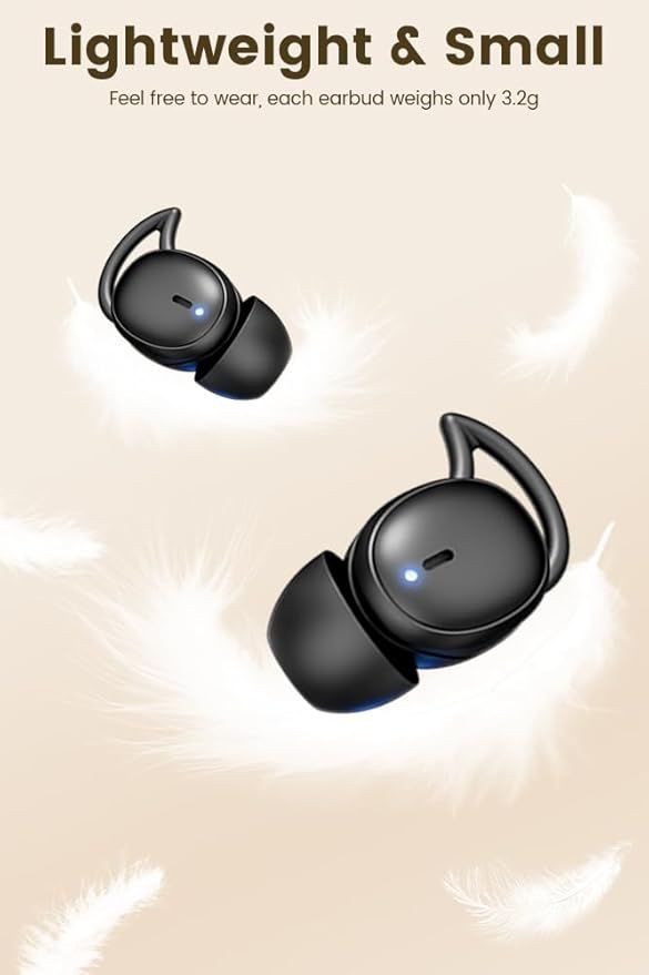 Sleep Earbuds, 5.4 Bluetooth Noise Cancelling Headphones for Sleeping, Ultra Thin Side Sleeper Proof Wireless Earphones with 60H Playback, HD Mic, Touch Control for Home Office Travel-Black