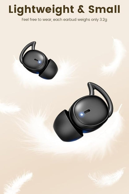 Sleep Earbuds, 5.4 Bluetooth Noise Cancelling Headphones for Sleeping, Ultra Thin Side Sleeper Proof Wireless Earphones with 60H Playback, HD Mic, Touch Control for Home Office Travel-Black