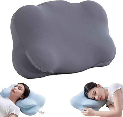 Cloud Pillow, Ergonomic Memory Foam Pillow for Side Sleepers, Cervical Neck Support Pillow, Breathable Pillowcase, Dual Height Contour Pillow for Back & Stomach Sleepers (Grey)