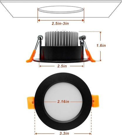 YGS-Tech 3 Inch LED Recessed Lighting, Dimmable Downlight 5W(40W Halogen Equivalent), CRI80, 4000K Natural White, Ceiling Light with LED Driver(1 Pack)