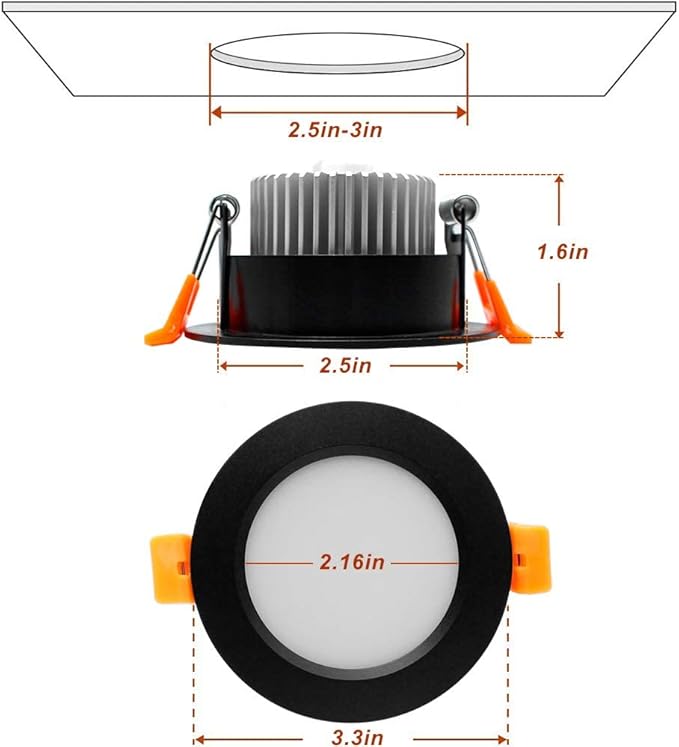 YGS-Tech 3 Inch LED Recessed Lighting, Dimmable Downlight 5W(40W Halogen Equivalent), CRI80, 5000K Daylight White, Ceiling Light with LED Driver(1 Pack)