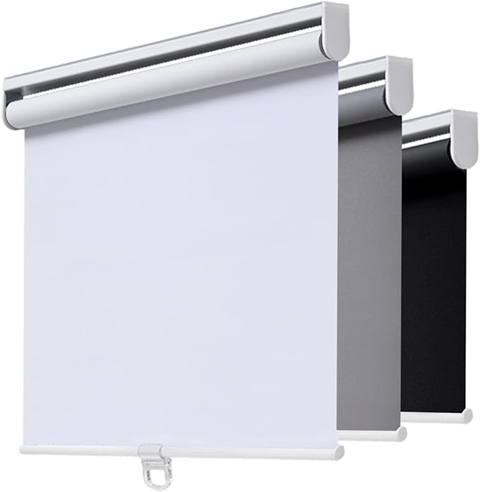 Cordless Roller Shades Blackout Blinds for Windows Room Darkening Rolled Up Shades with Spring System, UV Protection Window Shades Door Blinds for Home and Office (70" W x 72" H, White)