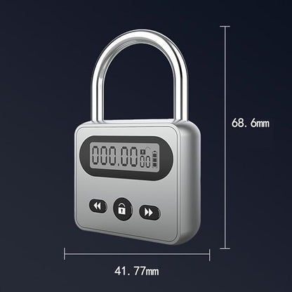 Electronic Timer Lock with LCD Display, 999-Hour Countdown, USB Rechargeable, Auto Unlock, for Self-Control Training (Silver)