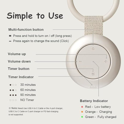 Portable Sound Machine for Baby Kids | White Noise | Sleep Soother | 16 Soothing Sounds | Timer | Memory Function | 30H | Shush | Travel | Registry Gift | Newborn Essentials | Extended Battery Edition