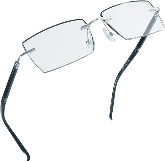 LifeArt Blue Light Blocking Glasses,Computer Reading Glasses,Rimless Frame Tinted Lens with Diamond,Stylish for Men (+2.50 Magnification)