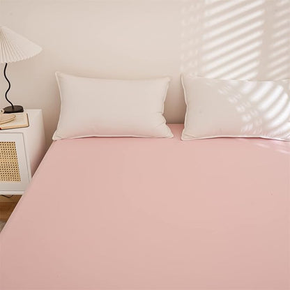 Holawakaka Queen Waterproof Mattress Encasement Protector Pink Fitted Sheet Breathable Bed Mattress Pad Cover, 14" Deep Pocket (Blush,Queen)