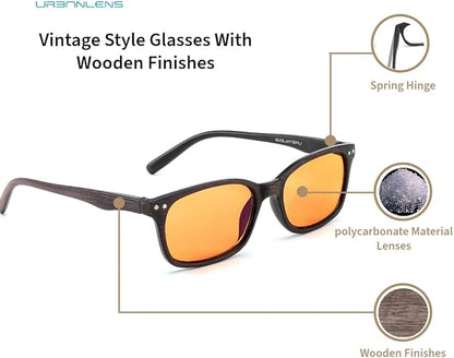 Blue Light Blocking Reading Glasses - For Better Sleep, Reduce Eye Strain for Women + Men, With Wooden Finishes