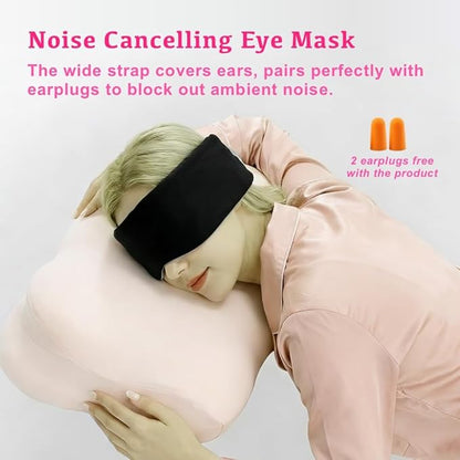 Dual-Sided Wide Blackout Sleep Mask, Eye Cover with Adjustable Band, Zero Pressure Eye Mask Sleeping, Softer Than Mulberry Silk Sleeping Mask, Blingfold, Eye Masks for Women Side Sleepers
