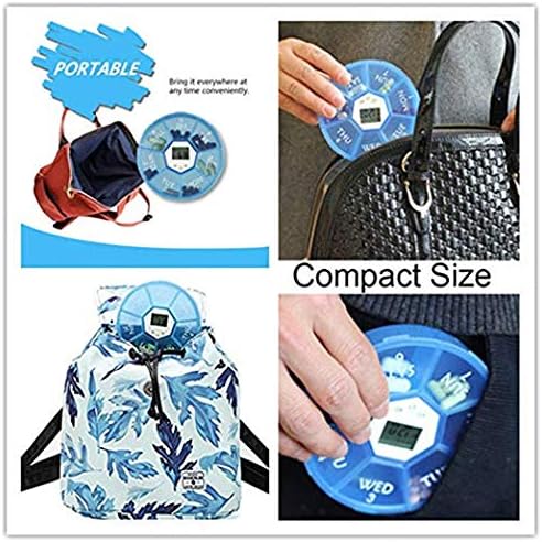 2Pcs Digital Pill Dispenser Automatic Weekly Pill Organizer Medicine Storage Container with Alarm Reminder (Blue)