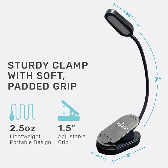 Clip on Book Lights for Reading at Night I 1200 mAh Rechargeable Reading Lights for Books in Bed I Led Clip Lights Book Lovers Gifts I Clip on Lamp Book Reading Light for Bed I Reading Lamps for Bed