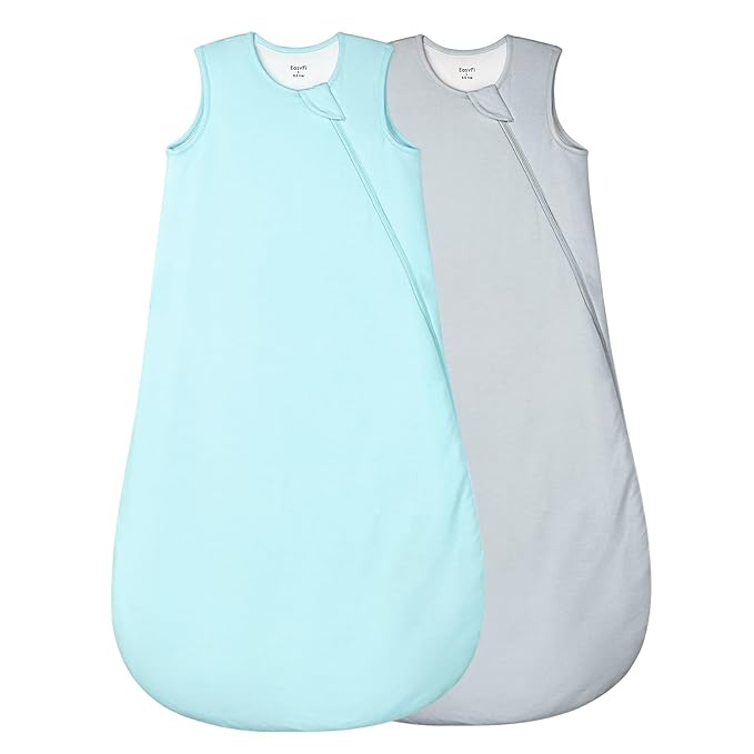 Supersoft Rayon Made from Bamboo Sleep Sack 6-12 Months 1.0 Tog Toddler Sleep Sack Baby Wearable Blanket with 2-Way Zipper Unisex Sleeping Bag for Babies All-year-around (2 Pack)
