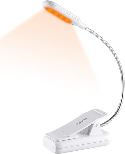 VAVOFO Clip On Rechargeable Reading Light, 7 LEDs with 3 Colortemperature 9 Brightness Levels Book Lights for Reading in Bed with Power Indicator for Bookworms Black (white1-Pack)