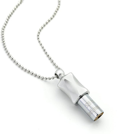 528Hz Breathing Meditation Necklace - Anxiety Relief Whistle, Stress Reduction & Mindfulness Tool for Focus, Calm Breathing - Silver Whistle