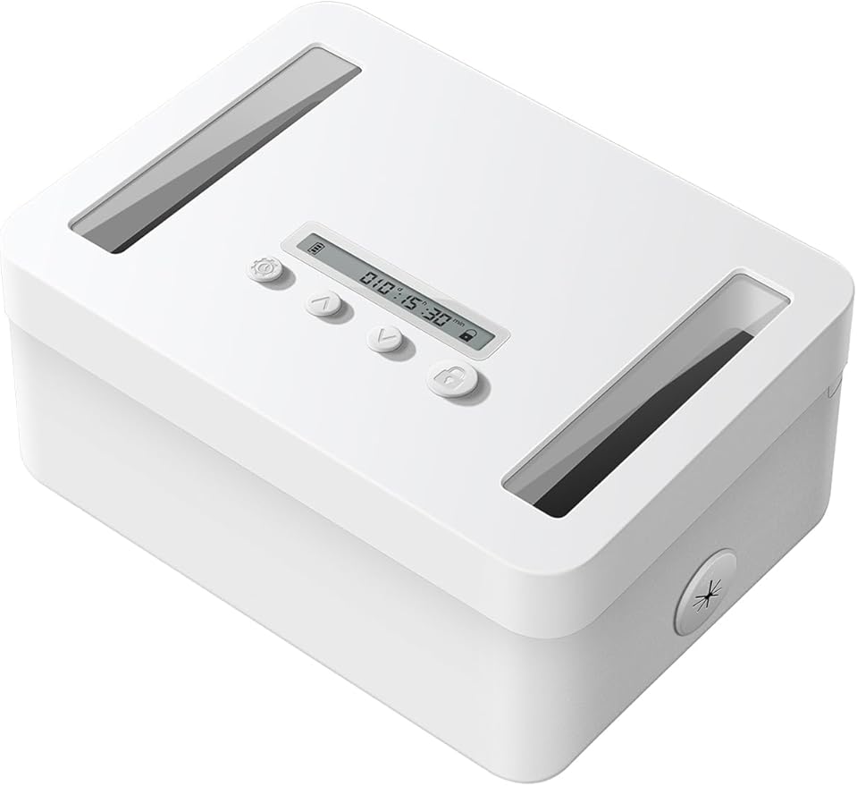 Vaydeer Metal Time Lock Box, Phone Locked box with Timer, Locking Safe Storage, Self-Control Locker with USB C Charge, Child Lock, Smart Timed Release Jail for Phone/Remote/Medicine/Snack