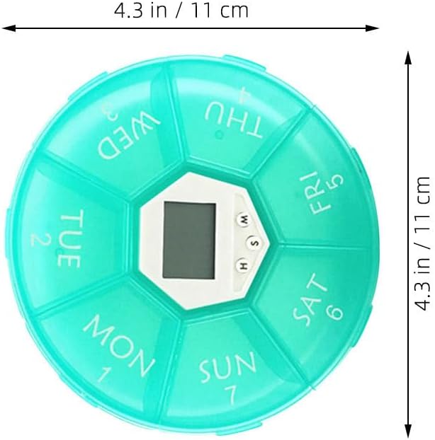 Happyyami 2pcs Pill Dispenser with Alarm: Small Automatic Medication Storage Box for Purse - 7-Compartment Pill Case for Daily Use