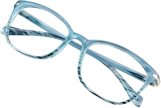 VisionGlobal Blue Light Blocking Glasses for Women, Anti Eyestrain, Computer Reading, TV Glasses, Stylish Square Frame, Anti Glare(Slate Blue,+2.50 Magnification)