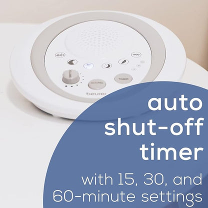 Beurer White Noise Machine, Sound Asleep for Home, Office, Baby Non-Looping Soothing for Relaxation & Portable Travel with Natural Sound Choices & Noise Cancelling, Adjustable Volume, WN50