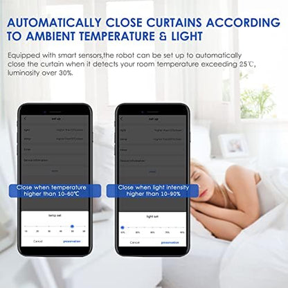 Automatic Curtain Rod Opener, Smart Home Curtain Robot with Remote Voice Control, Easy to Install, Sensor Enabled for Temperature and Light (U-rail Type Pack of 1)