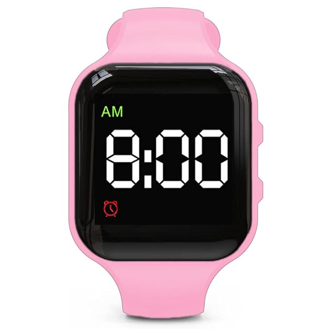 Water Resistant Potty Training Watch Rechargeable Vibrating Alarm Reminder Watch Silent Wake Up Wristband - with Lock (Pink)