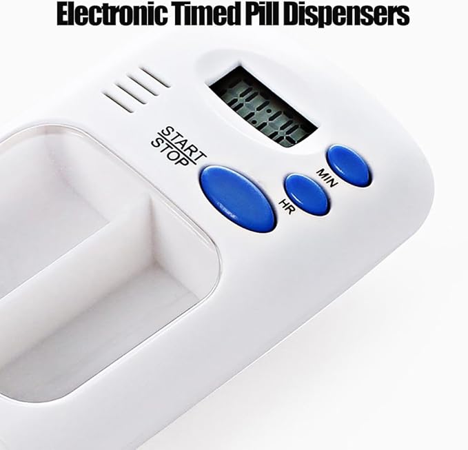 Electronic Timed Pill Dispensers,Digital Pill Organizer,Automatic Daily Pill Box Reminder with Beeping Alarm for Elderly Gift,Portable for Office Travel