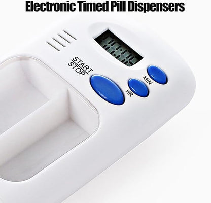 Electronic Timed Pill Dispensers,Digital Pill Organizer,Automatic Daily Pill Box Reminder with Beeping Alarm for Elderly Gift,Portable for Office Travel