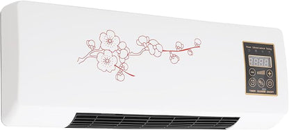 Electric Heater for Bedroom, 1400W PTC Fast Quiet Heater with Remote Control, Wall Mount/Desktop, 1-6H Timer, Adjustable Thermostat (60.8-104°F) for Office, Home, Room (11-20 m²) (with Flower)